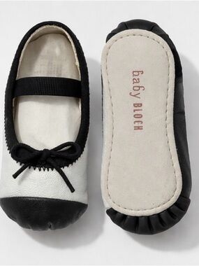 Black & White Leather Ballet Flats for baby